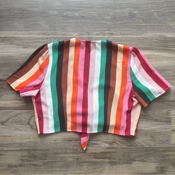 Soprano | Colorful Rainbow Cropped Front Tie Blouse - Picture 3 of 3